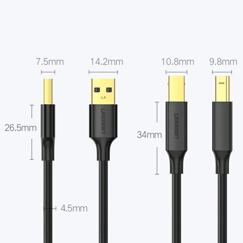 Ugreen kabel USB Typ B do drukarki (męski) - USB 2.0 (męski) 480 Mbps 1 m czarny (US135 20846) Ugreen kabel USB Typ B do drukarki (męski) - USB 2.0 (męski) 480 Mbps 1 m czarny (US135 20846)