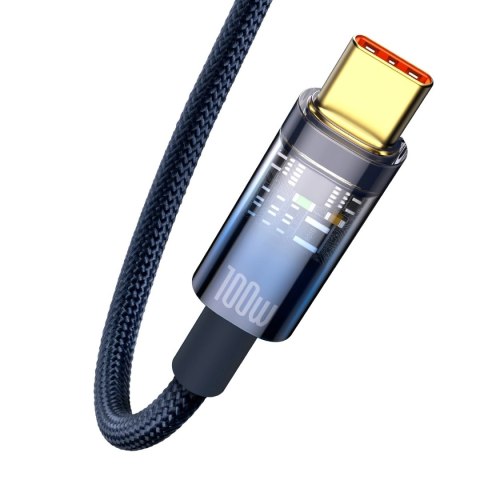 Baseus Explorer Series kabel przewód USB - USB Typ C 100W 1m niebieski (CATS000203)