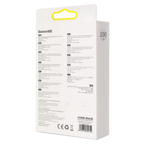 Baseus Explorer Series kabel przewód USB - USB Typ C 100W 1m niebieski (CATS000203)