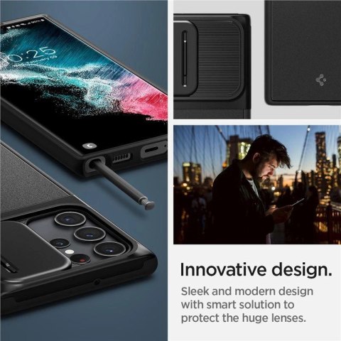 Etui Spigen Optik Armor na Samsung Galaxy S22 Ultra - czarne Etui Spigen Optik Armor na Samsung Galaxy S22 Ultra - czarne