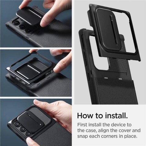 Etui Spigen Optik Armor na Samsung Galaxy S22 Ultra - czarne Etui Spigen Optik Armor na Samsung Galaxy S22 Ultra - czarne