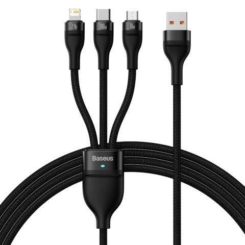 Baseus Flash Series II kabel USB - USB Typ C / Lightning / micro USB 100 W 1,2 m czarny (CASS030001) Baseus Flash Series II kabel USB - USB Typ C / Lightning / micro USB 100 W 1,2 m czarny (CASS030001)