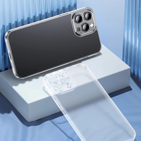 Baseus Frosted Glass Case etui pokrowiec do iPhone 13 Pro Max sztywna obudowa z żelową ramką czarny (ARWS001101) Baseus Frosted Glass Case etui pokrowiec do iPhone 13 Pro Max sztywna obudowa z żelową ramką czarny (ARWS001101)