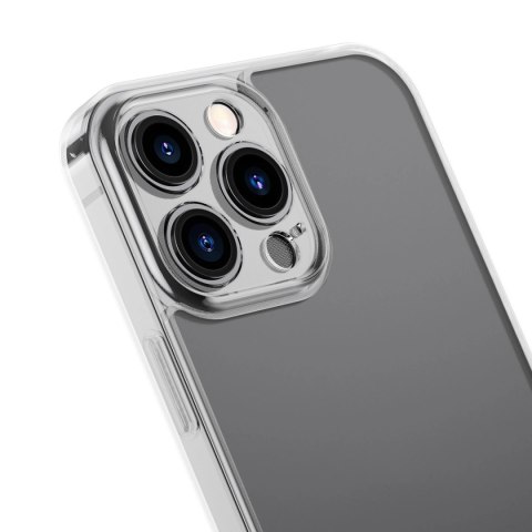 Baseus Frosted Glass Case etui pokrowiec do iPhone 13 Pro sztywna obudowa z żelową ramką przezroczysty (ARWS000702) Baseus Frosted Glass Case etui pokrowiec do iPhone 13 Pro sztywna obudowa z żelową ramką przezroczysty (ARWS000702)