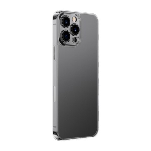 Baseus Frosted Glass Case etui pokrowiec do iPhone 13 Pro sztywna obudowa z żelową ramką przezroczysty (ARWS000702) Baseus Frosted Glass Case etui pokrowiec do iPhone 13 Pro sztywna obudowa z żelową ramką przezroczysty (ARWS000702)