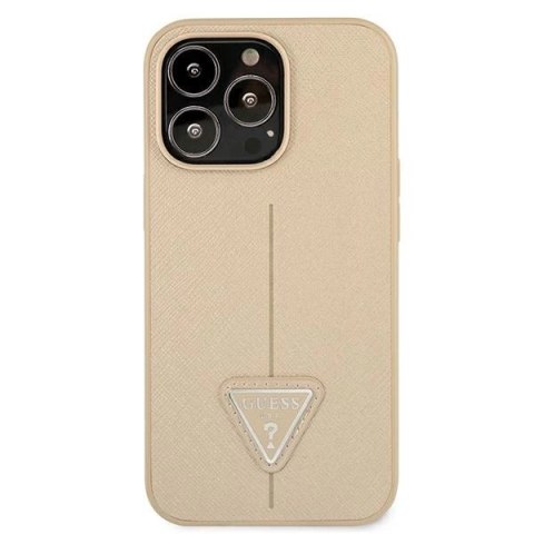 Etui Guess Saffiano Triangle Logo na iPhone 13 Pro / iPhone 13 - beżowe