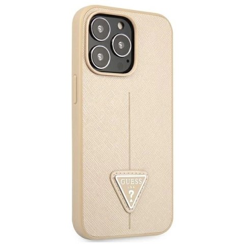 Etui Guess Saffiano Triangle Logo na iPhone 13 Pro / iPhone 13 - beżowe