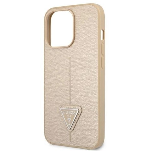 Etui Guess Saffiano Triangle Logo na iPhone 13 Pro / iPhone 13 - beżowe