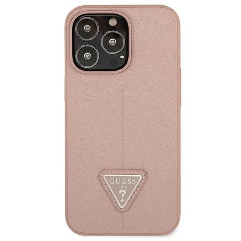 Etui Guess Saffiano Triangle Logo na iPhone 13 Pro / iPhone 13 - różowe