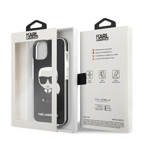 Etui Karl Lagerfeld Iconik Karl na iPhone 13 mini - czarne Etui Karl Lagerfeld Iconik Karl na iPhone 13 mini - czarne