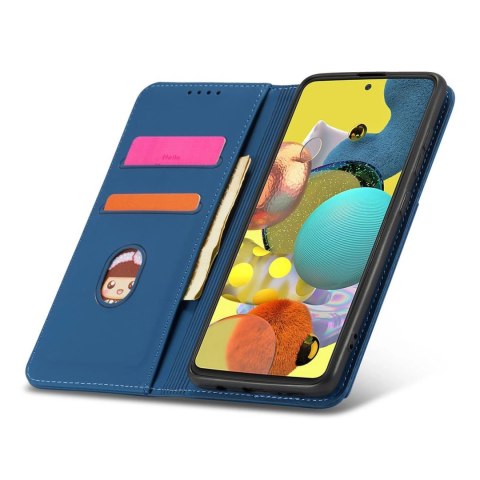Magnet Card Case etui do Samsung Galaxy A52 5G pokrowiec portfel na karty kartę podstawka niebieski Magnet Card Case etui do Samsung Galaxy A52 5G pokrowiec portfel na karty kartę podstawka niebieski