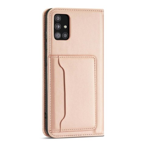 Magnet Card Case etui do Samsung Galaxy A53 5G pokrowiec portfel na karty kartę podstawka różowy Magnet Card Case etui do Samsung Galaxy A53 5G pokrowiec portfel na karty kartę podstawka różowy