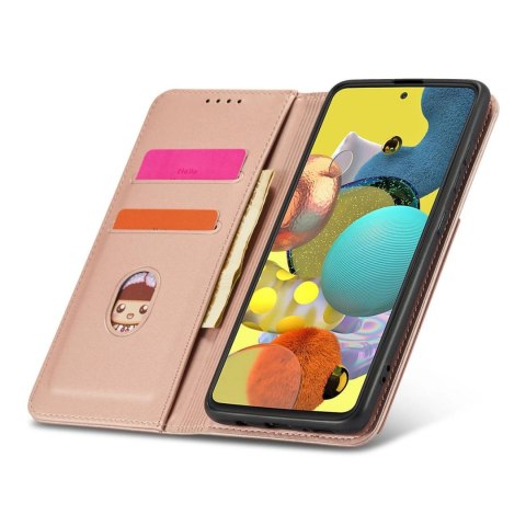 Magnet Card Case etui do Samsung Galaxy A53 5G pokrowiec portfel na karty kartę podstawka różowy Magnet Card Case etui do Samsung Galaxy A53 5G pokrowiec portfel na karty kartę podstawka różowy