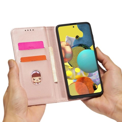 Magnet Card Case etui do Samsung Galaxy A53 5G pokrowiec portfel na karty kartę podstawka różowy Magnet Card Case etui do Samsung Galaxy A53 5G pokrowiec portfel na karty kartę podstawka różowy