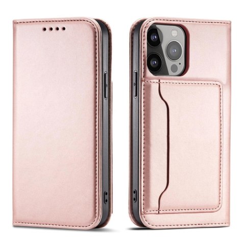 Magnet Card Case etui do iPhone 13 pokrowiec portfel na karty kartę podstawka różowy Magnet Card Case etui do iPhone 13 pokrowiec portfel na karty kartę podstawka różowy