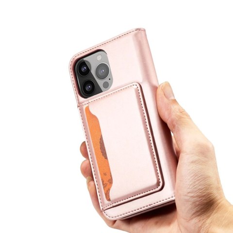 Magnet Card Case etui do iPhone 13 pokrowiec portfel na karty kartę podstawka różowy Magnet Card Case etui do iPhone 13 pokrowiec portfel na karty kartę podstawka różowy