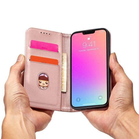 Magnet Card Case etui do iPhone 13 pokrowiec portfel na karty kartę podstawka różowy Magnet Card Case etui do iPhone 13 pokrowiec portfel na karty kartę podstawka różowy