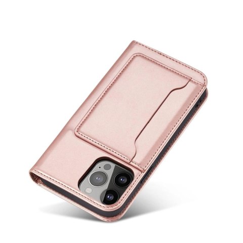 Magnet Card Case etui do iPhone 13 pokrowiec portfel na karty kartę podstawka różowy Magnet Card Case etui do iPhone 13 pokrowiec portfel na karty kartę podstawka różowy