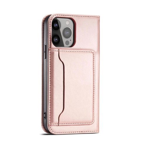 Magnet Card Case etui do iPhone 13 pokrowiec portfel na karty kartę podstawka różowy Magnet Card Case etui do iPhone 13 pokrowiec portfel na karty kartę podstawka różowy
