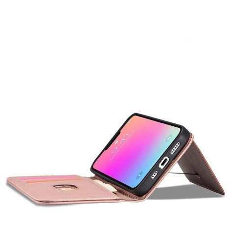 Magnet Card Case etui do iPhone 13 pokrowiec portfel na karty kartę podstawka różowy Magnet Card Case etui do iPhone 13 pokrowiec portfel na karty kartę podstawka różowy