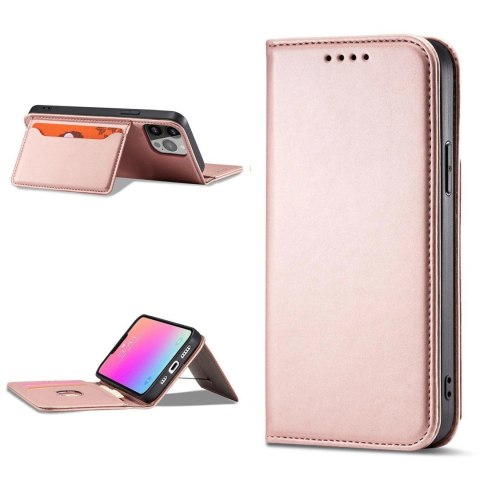 Magnet Card Case etui do iPhone 13 pokrowiec portfel na karty kartę podstawka różowy Magnet Card Case etui do iPhone 13 pokrowiec portfel na karty kartę podstawka różowy