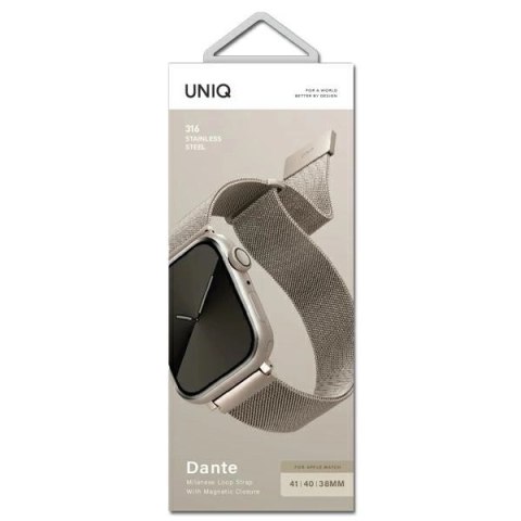 Pasek Uniq Dante Stainless Steel na Apple Watch 1/2/3/4/5/6/7/8/SE/SE2 38/40/41mm - beżowy Pasek Uniq Dante Stainless Steel na Apple Watch 1/2/3/4/5/6/7/8/SE/SE2 38/40/41mm - beżowy