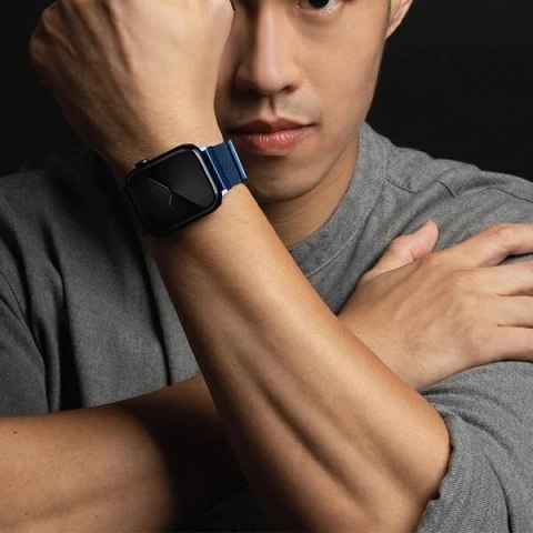 Pasek Uniq Dante Stainless Steel na Apple Watch 1/2/3/4/5/6/7/8/SE/SE2 38/40/41mm - niebieski Pasek Uniq Dante Stainless Steel na Apple Watch 1/2/3/4/5/6/7/8/SE/SE2 38/40/41mm - niebieski