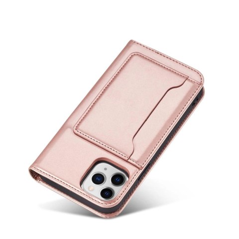 Magnet Card Case etui do Samsung Galaxy S22 Ultra pokrowiec portfel na karty kartę podstawka różowy Magnet Card Case etui do Samsung Galaxy S22 Ultra pokrowiec portfel na karty kartę podstawka różowy