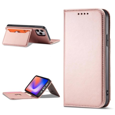 Magnet Card Case etui do Samsung Galaxy S22 Ultra pokrowiec portfel na karty kartę podstawka różowy Magnet Card Case etui do Samsung Galaxy S22 Ultra pokrowiec portfel na karty kartę podstawka różowy