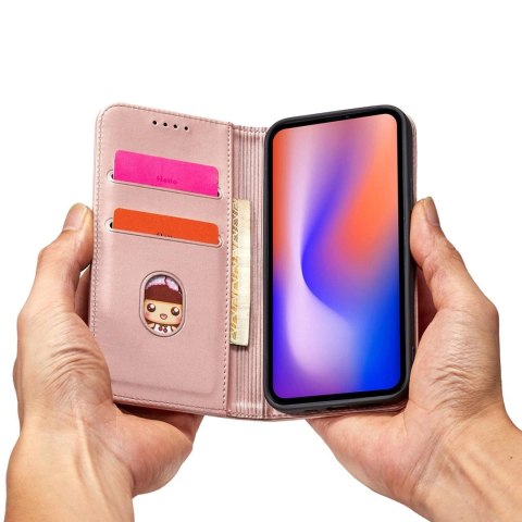 Magnet Card Case etui do Samsung Galaxy S22 Ultra pokrowiec portfel na karty kartę podstawka różowy Magnet Card Case etui do Samsung Galaxy S22 Ultra pokrowiec portfel na karty kartę podstawka różowy