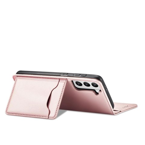 Magnet Card Case etui do Samsung Galaxy S22 pokrowiec portfel na karty kartę podstawka różowy Magnet Card Case etui do Samsung Galaxy S22 pokrowiec portfel na karty kartę podstawka różowy