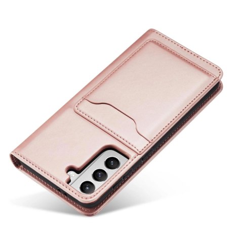 Magnet Card Case etui do Samsung Galaxy S22 pokrowiec portfel na karty kartę podstawka różowy Magnet Card Case etui do Samsung Galaxy S22 pokrowiec portfel na karty kartę podstawka różowy