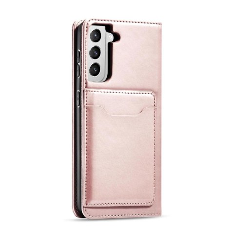 Magnet Card Case etui do Samsung Galaxy S22 pokrowiec portfel na karty kartę podstawka różowy Magnet Card Case etui do Samsung Galaxy S22 pokrowiec portfel na karty kartę podstawka różowy