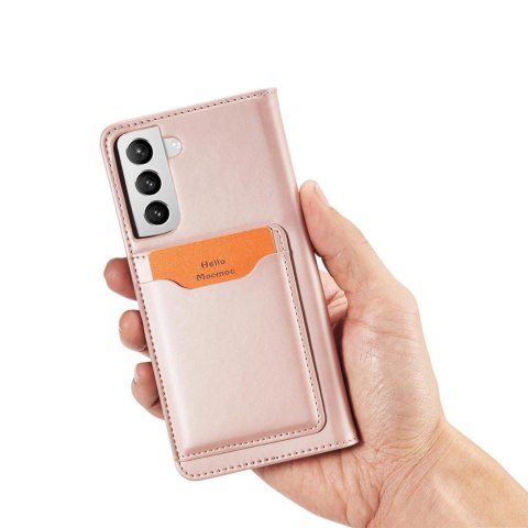 Magnet Card Case etui do Samsung Galaxy S22 pokrowiec portfel na karty kartę podstawka różowy Magnet Card Case etui do Samsung Galaxy S22 pokrowiec portfel na karty kartę podstawka różowy
