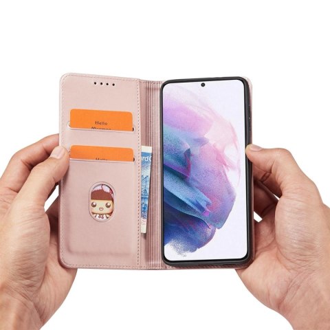 Magnet Card Case etui do Samsung Galaxy S22 pokrowiec portfel na karty kartę podstawka różowy Magnet Card Case etui do Samsung Galaxy S22 pokrowiec portfel na karty kartę podstawka różowy