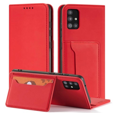 Magnet Card Case etui do Xiaomi Redmi Note 11 Pro pokrowiec portfel na karty kartę podstawka czerwony Magnet Card Case etui do Xiaomi Redmi Note 11 Pro pokrowiec portfel na karty kartę podstawka czerwony