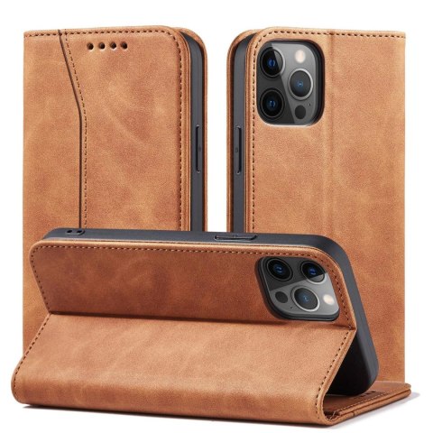Magnet Fancy Case etui do iPhone 12 Pro pokrowiec portfel na karty kartę podstawka brązowy Magnet Fancy Case etui do iPhone 12 Pro pokrowiec portfel na karty kartę podstawka brązowy
