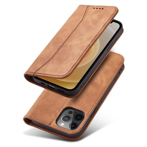 Magnet Fancy Case etui do iPhone 12 Pro pokrowiec portfel na karty kartę podstawka brązowy Magnet Fancy Case etui do iPhone 12 Pro pokrowiec portfel na karty kartę podstawka brązowy