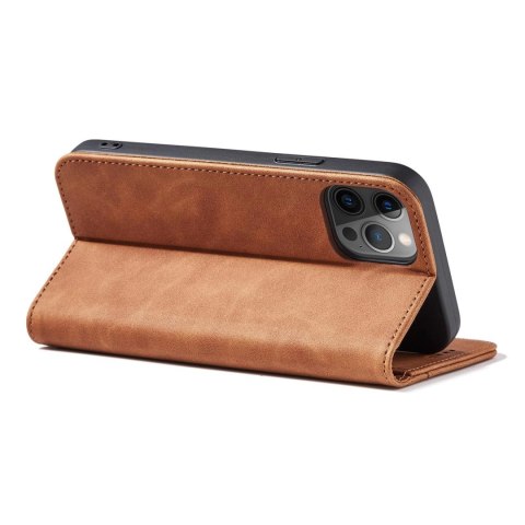 Magnet Fancy Case etui do iPhone 12 Pro pokrowiec portfel na karty kartę podstawka brązowy Magnet Fancy Case etui do iPhone 12 Pro pokrowiec portfel na karty kartę podstawka brązowy