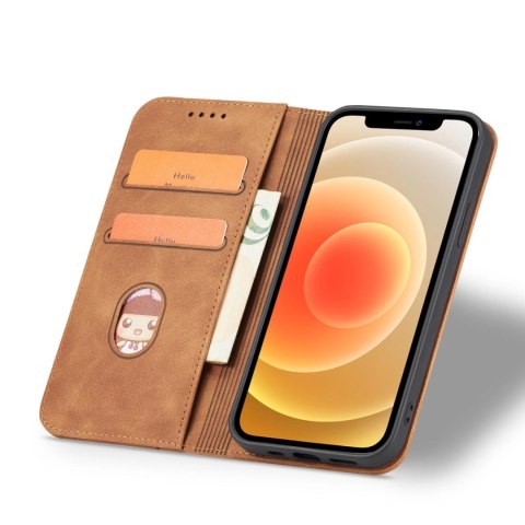 Magnet Fancy Case etui do iPhone 12 Pro pokrowiec portfel na karty kartę podstawka brązowy Magnet Fancy Case etui do iPhone 12 Pro pokrowiec portfel na karty kartę podstawka brązowy