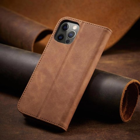 Magnet Fancy Case etui do iPhone 12 Pro pokrowiec portfel na karty kartę podstawka brązowy Magnet Fancy Case etui do iPhone 12 Pro pokrowiec portfel na karty kartę podstawka brązowy
