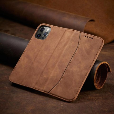 Magnet Fancy Case etui do iPhone 12 Pro pokrowiec portfel na karty kartę podstawka brązowy Magnet Fancy Case etui do iPhone 12 Pro pokrowiec portfel na karty kartę podstawka brązowy
