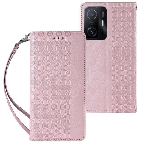 Magnet Strap Case etui do Samsung Galaxy A12 5G pokrowiec portfel + mini smycz zawieszka różowy Magnet Strap Case etui do Samsung Galaxy A12 5G pokrowiec portfel + mini smycz zawieszka różowy