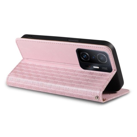 Magnet Strap Case etui do Samsung Galaxy A12 5G pokrowiec portfel + mini smycz zawieszka różowy Magnet Strap Case etui do Samsung Galaxy A12 5G pokrowiec portfel + mini smycz zawieszka różowy