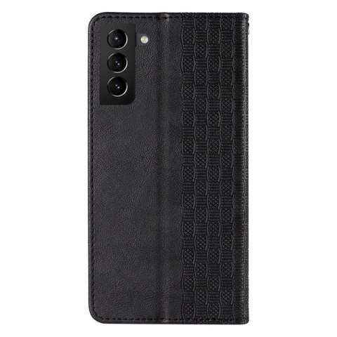 Magnet Strap Case etui do Samsung Galaxy S22 Ultra pokrowiec portfel + mini smycz zawieszka czarny