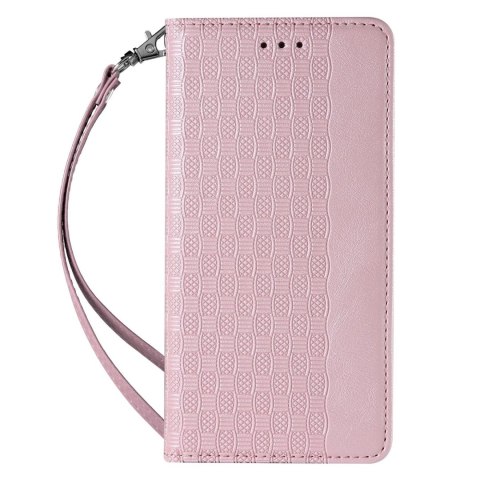 Magnet Strap Case etui do Samsung Galaxy S22 Ultra pokrowiec portfel + mini smycz zawieszka różowy Magnet Strap Case etui do Samsung Galaxy S22 Ultra pokrowiec portfel + mini smycz zawieszka różowy