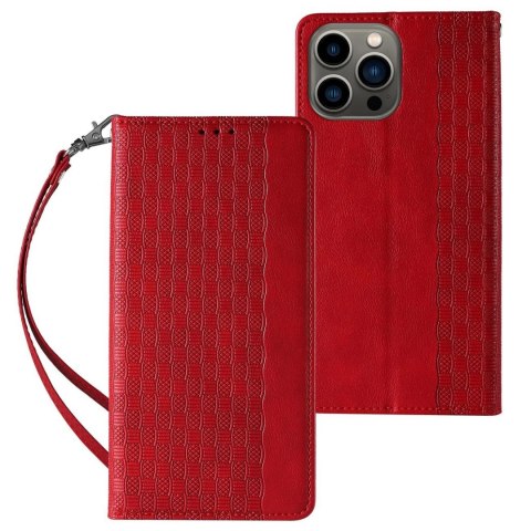 Magnet Strap Case etui do iPhone 12 Pro pokrowiec portfel + mini smycz zawieszka czerwony Magnet Strap Case etui do iPhone 12 Pro pokrowiec portfel + mini smycz zawieszka czerwony