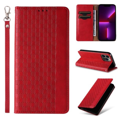 Magnet Strap Case etui do iPhone 12 Pro pokrowiec portfel + mini smycz zawieszka czerwony Magnet Strap Case etui do iPhone 12 Pro pokrowiec portfel + mini smycz zawieszka czerwony