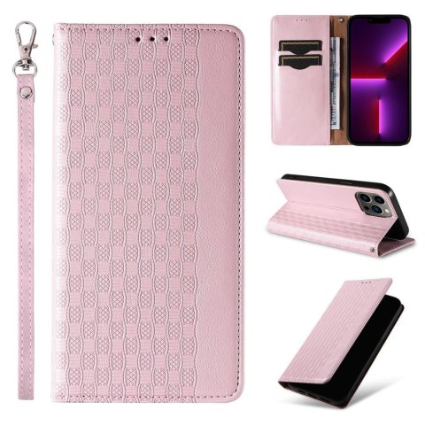 Magnet Strap Case etui do iPhone 12 Pro pokrowiec portfel + mini smycz zawieszka różowy Magnet Strap Case etui do iPhone 12 Pro pokrowiec portfel + mini smycz zawieszka różowy