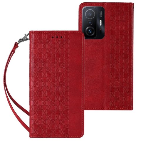 Magnet Strap Case etui do Xiaomi Redmi Note 11 Pro pokrowiec portfel + mini smycz zawieszka czerwony Magnet Strap Case etui do Xiaomi Redmi Note 11 Pro pokrowiec portfel + mini smycz zawieszka czerwony